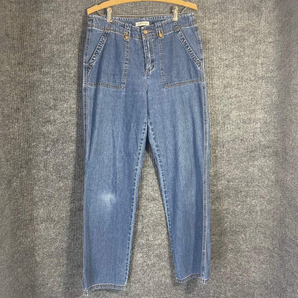 Orvis‎ Denim Pants Womens 10 Blue Patch Pocket High Rise Straight Leg Jeans Gorp